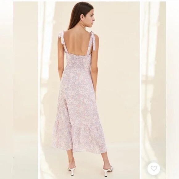 Reformation Floral Midi Dress in Pastel Pink and Lavender - Picture 3 of 10
